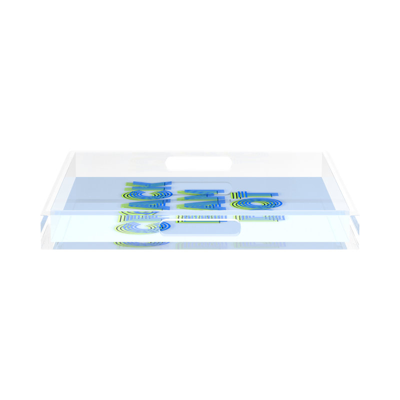 Abstract Decorative Tray, 2" H x 15" W x 15" D, Blue Scelery
