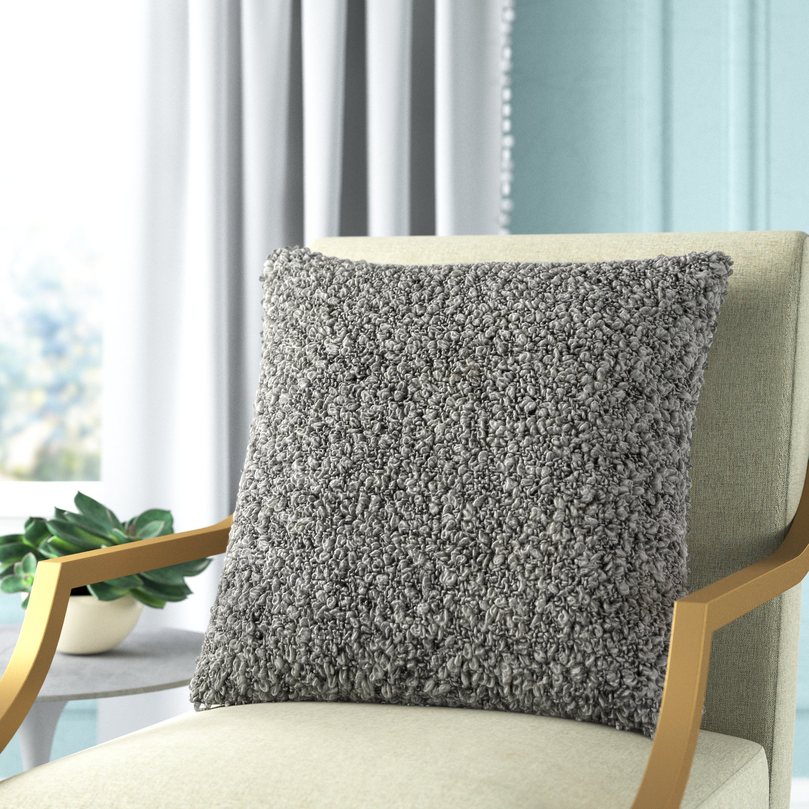 Anella Throw Square, Gray, 22"H x 22"W, Down