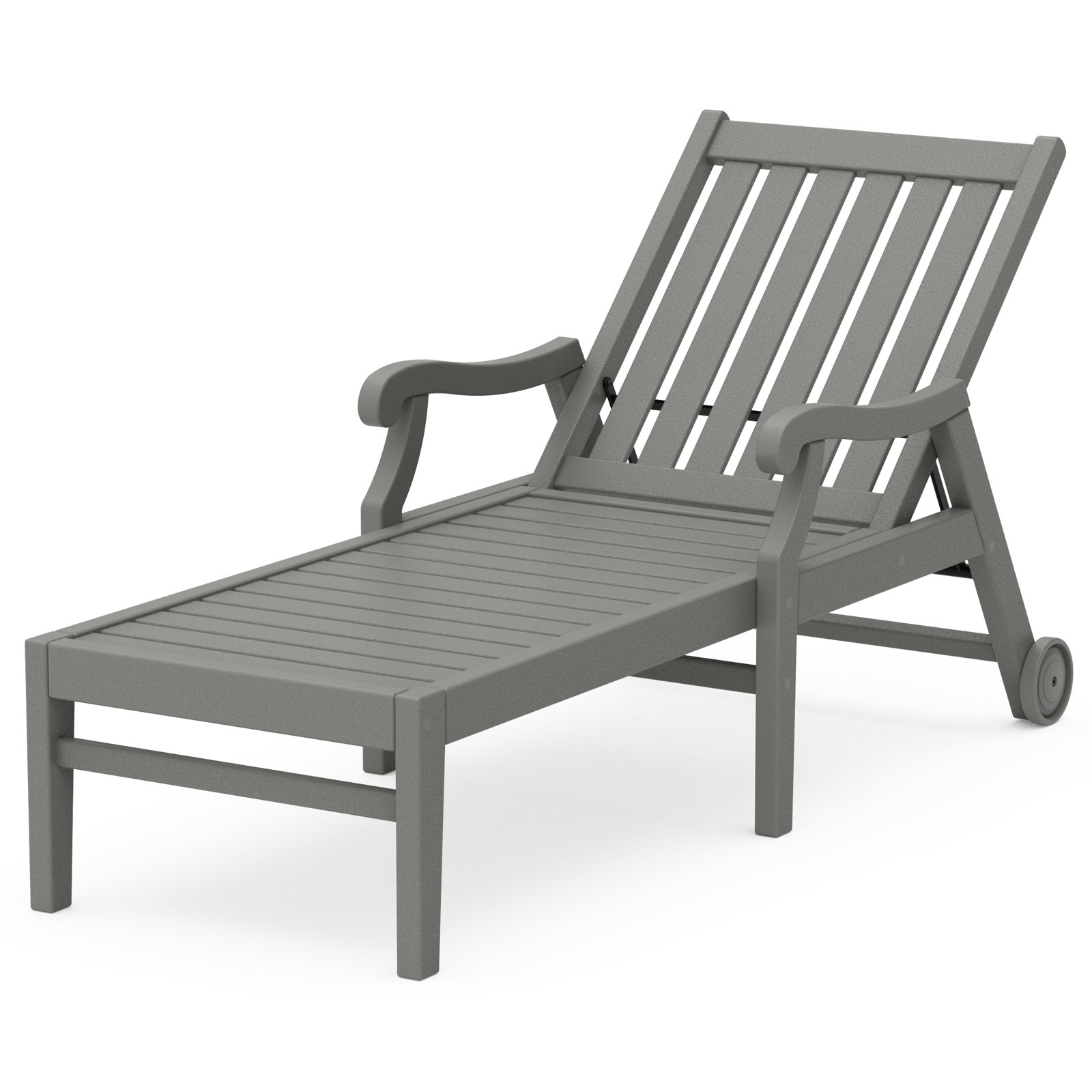 POLYWOOD x Birch Lane Verlyn Chaise with Arms and Wheels, Slate Gray