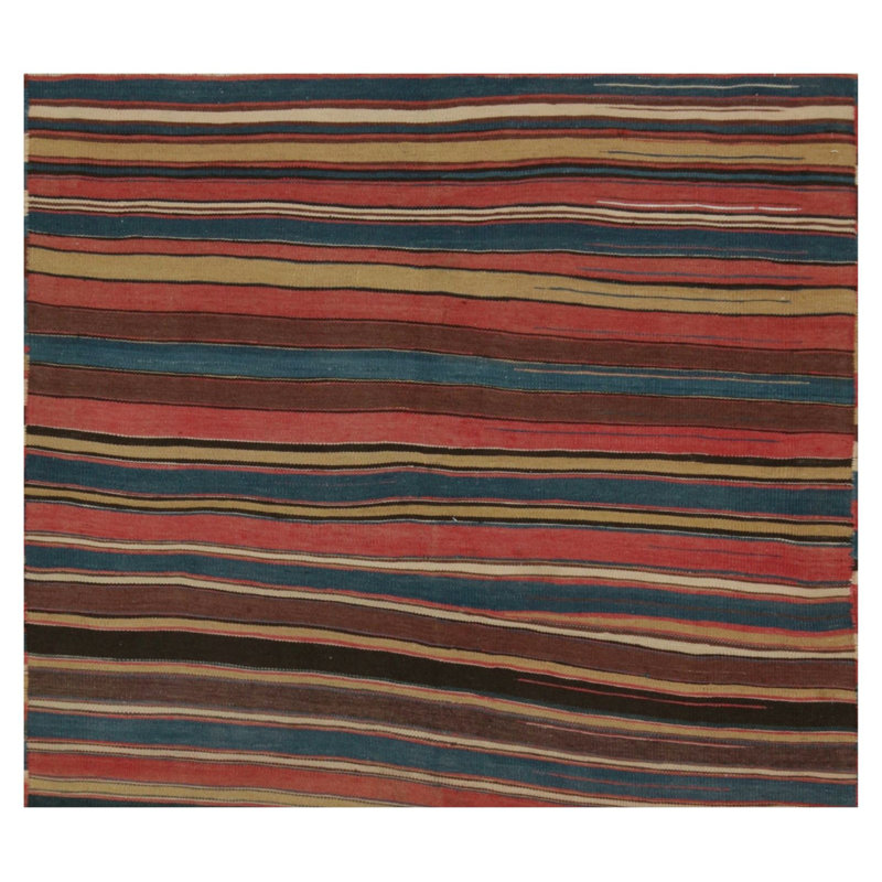 Vintage  Kilim Rug In Polychromatic Stripes By Rug & Kilim