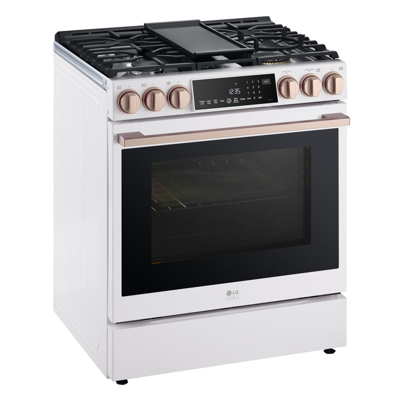 LG STUDIO InstaView® Gas Slide-in Range with ProBake Convection® and Air Fry, 6.3 cu. ft., Essence White