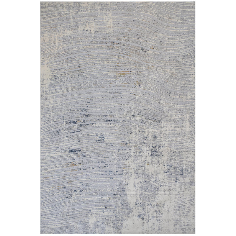 Tapis abstrait bleu clair, Rectangle 3 pi 2 po x 5 pi