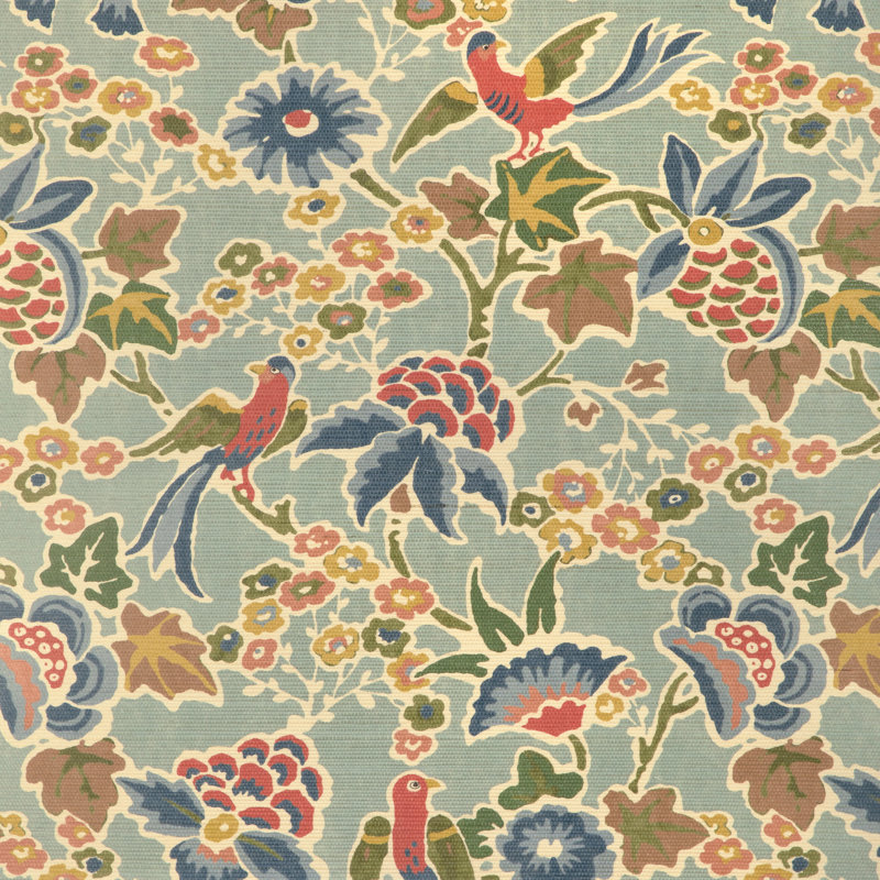 Garden Walk Posy Floral Sisal Untrimmed Roll, Aqua/Ivy