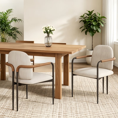Dinning Chair With Iron Frame-Set Of 2-Espresso