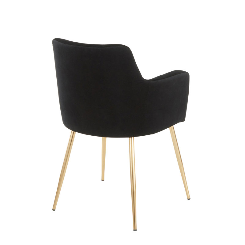 Chaise de salle à manger / d'appoint en métal doré et velours noir - ensemble de 2