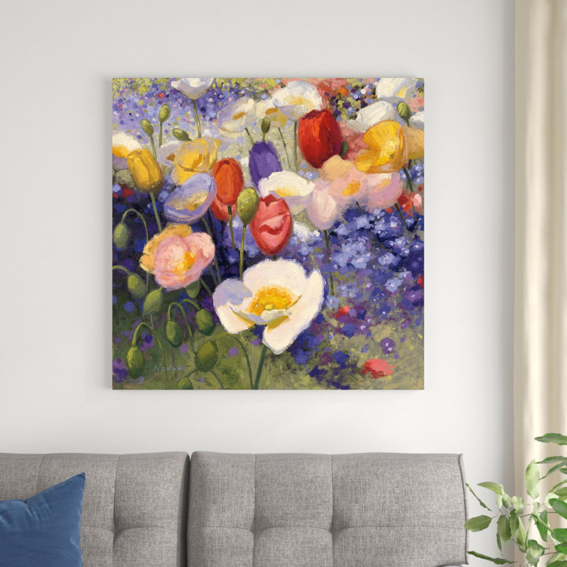 Tulipes et coquelicots, H 36 po x l 36 po x P 1,25 po
