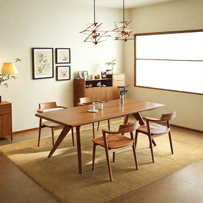Ash Wood Dining Table with Arch Legs