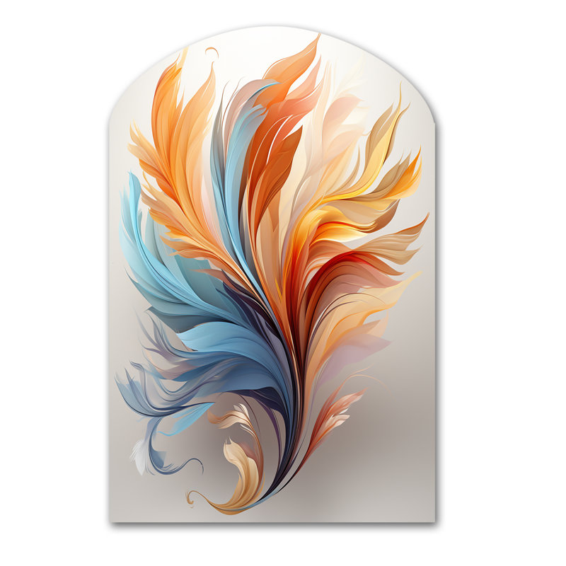 Liadan - art mural asymétrique en forme d'arche de plumes, H 43 po x l 33 po