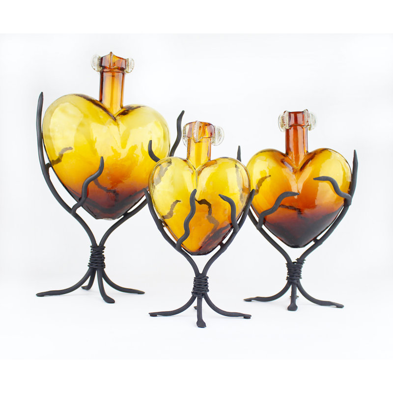 Bouteilles décoratives en verre pour l’intérieur et l’extérieur anjalie, H 8 po x l 5 po x P 3 po, Amber