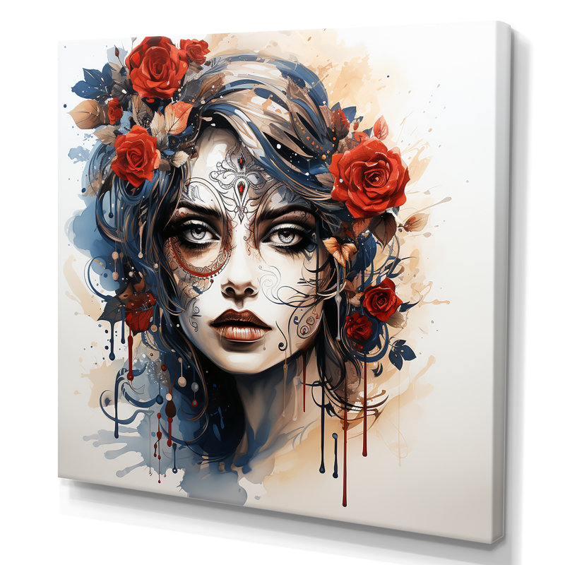 Jour de la mort, art mural mexicain encadré "Diva", Toile tendue, 36" H x 36" W