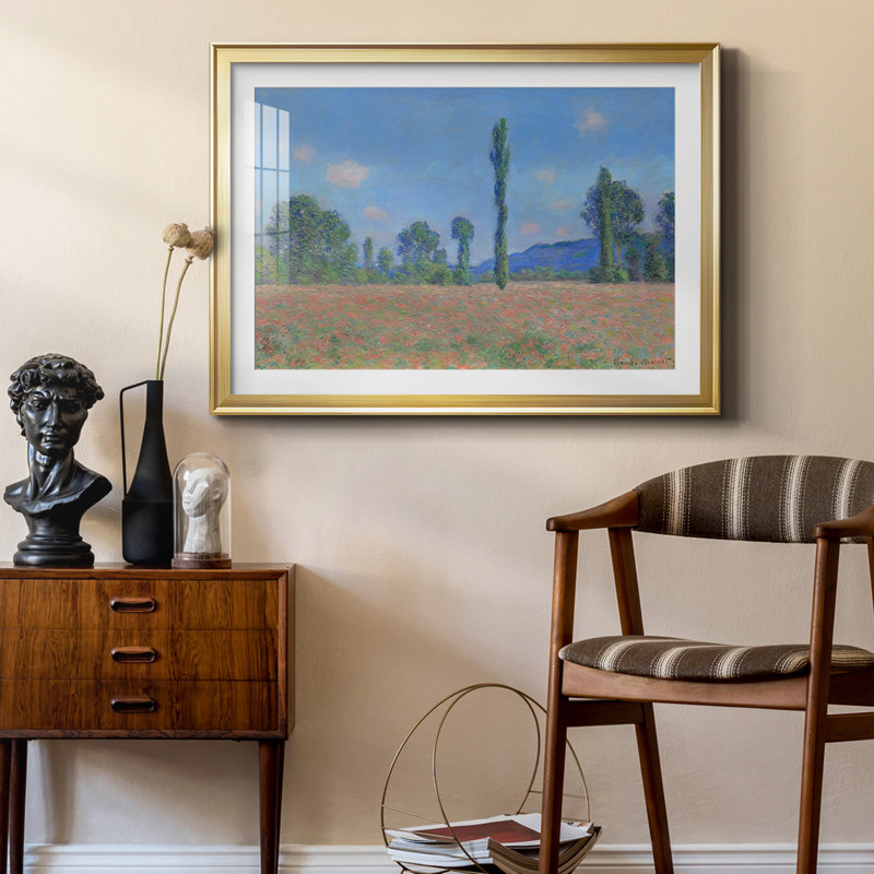 «Poppy Field, Giverny-Claude Monet», reproduction encadrée avec passe-partout et verre - 1891, 22,5 x 30,5, Doré