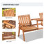 Banc de jardin Outsunny 152 cm (59,8 po) en bois avec table basse et trou pour parasol, finition orange, idéal pour la véranda, le bord de la piscine et le balcon.