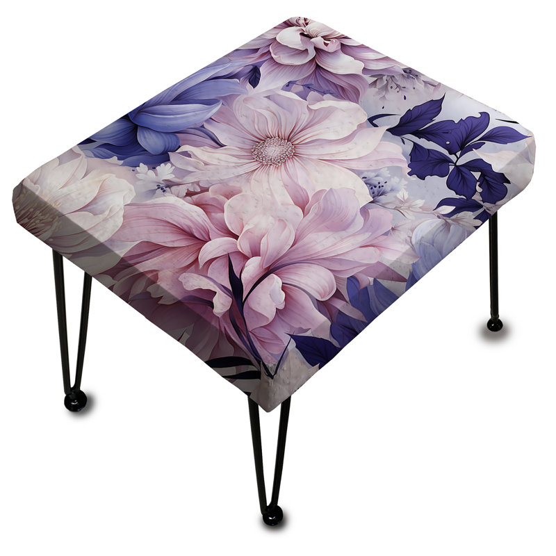 Exquisite Purple Beauty Floral Pattern II - Floral Rectangle Ottoman