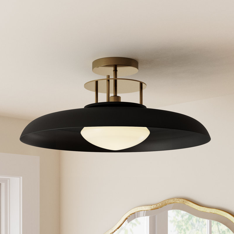 Jude 1 - Light Ceiling Light In Matte Black With Warm Brass Accents, Black, Black