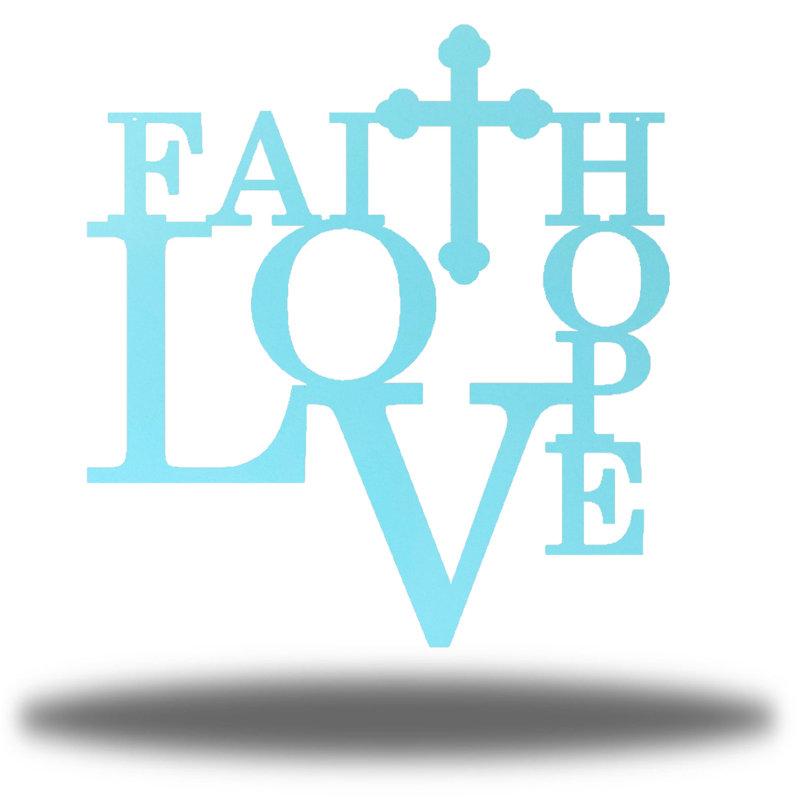 Art mural Faith Hope Love, H 30 po x l 30 po x P 0,6 po, Écume de mer