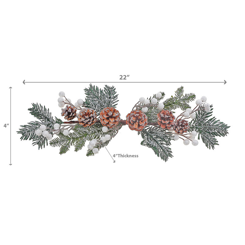 Ornement de Noël pomme de pin et baies blanches