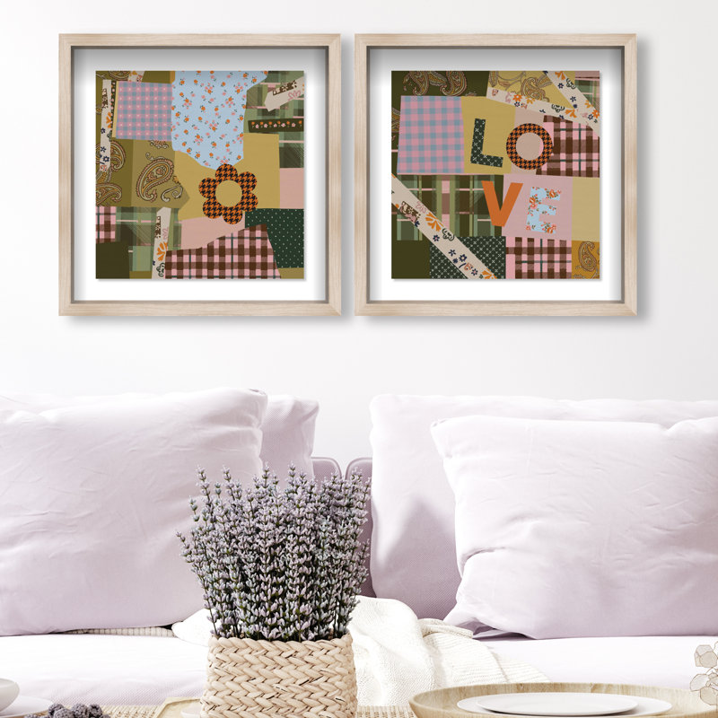 Retro Scarf Set Set by Oliver Gal, 63"H x 63"W, Natural Oak Shadowbox