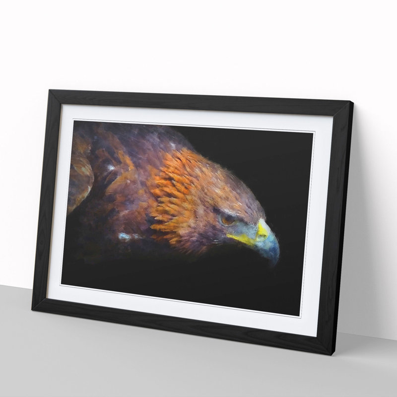 Golden Eagle Vol.3 - Picture Frame Painting, Black Framed, 27cm H x 36cm W x 2cm D