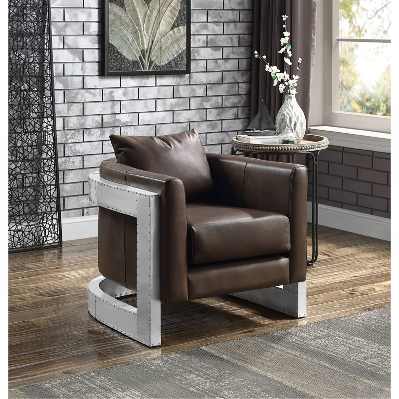 Fauteuil d'appoint espresso et cuir fleur espresso