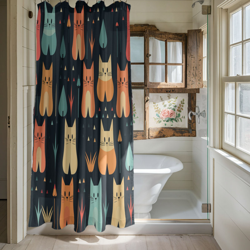 Haunted Feline - Rideau de douche Premium, H 74 po x l 71 po