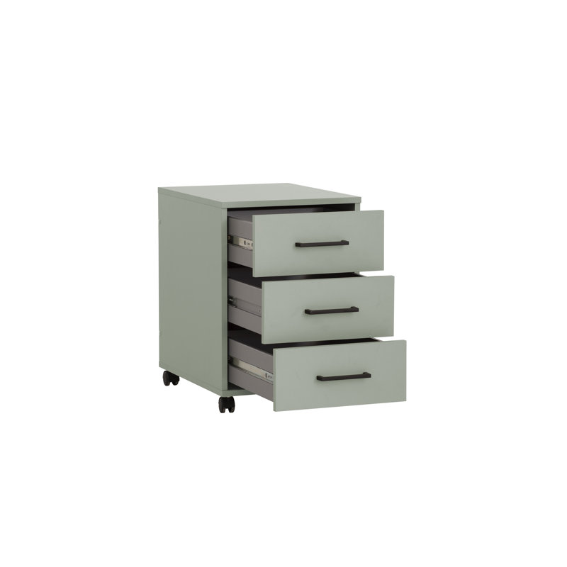 Nurein 40cm Wide 3 -Drawer Mobile File Cabinet, Green