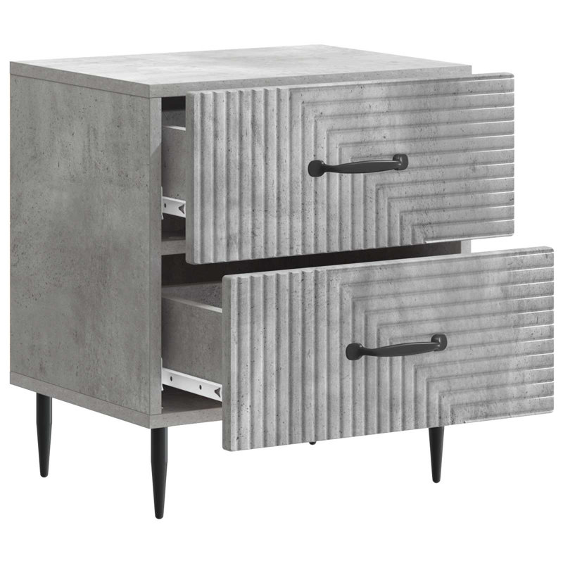 43 cm W Bedside Table, Concrete Grey