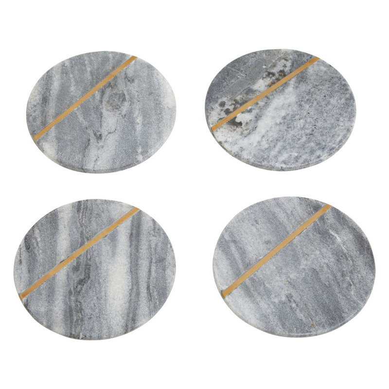 Roisin Marble Round 4 Piece Coaster Set