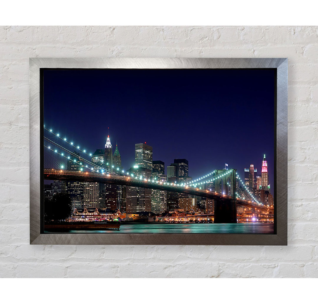 Brooklyn Bridge New York Lights - Einzelne Bilderrahmen Kunstdrucke