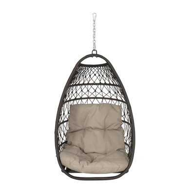Chaise suspendue pour le divertissement en plein air, matériau pliable, tissu brun, profondeur de 29,69 pouces, largeur de 31,49 pouces, hauteur de 48,1 pouces, 18,87 lb, intempéries, assemblage et installation avec structure
