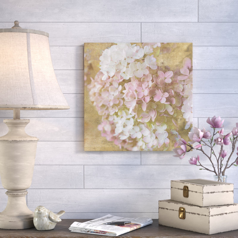 " Gilded Hydrangea II " by All That Glitters, 36" H x 36" W x 1.5" D, Wrapped Canvas, No Mat