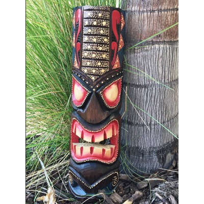 20" H Tiki Mask Hawaiian Dot Art Wood Wall Décor