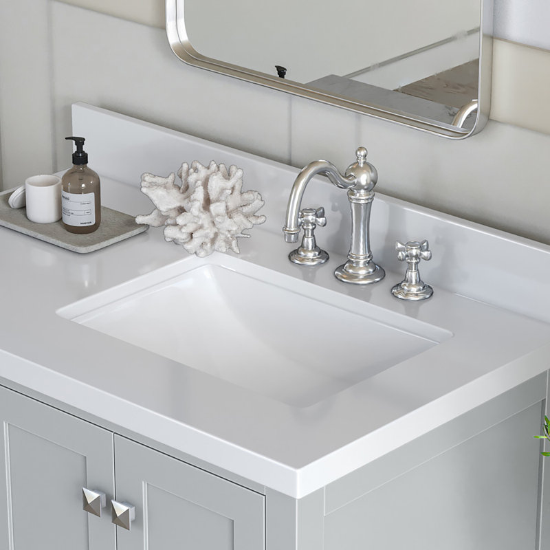 Cambridge 37'' W Single Vanity, Gray, Brushed Nickel, Pure White Quartz