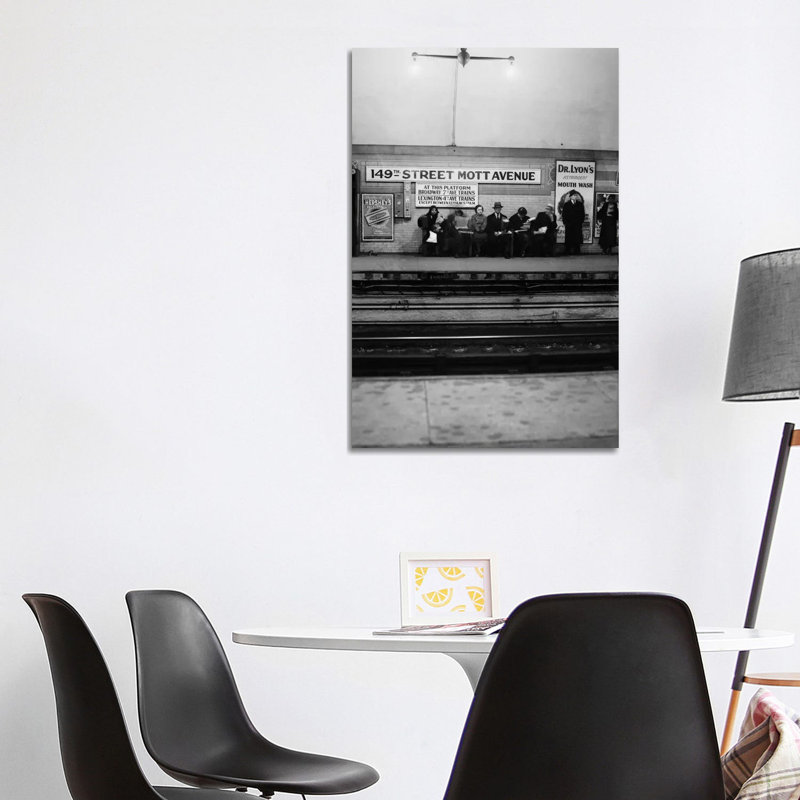1930s Men And Women Waiting For Subway Train 149th Street Mott Avenue Bronx New York City - Wrapped Canvas Print