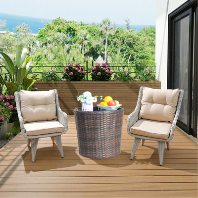 Table basse ronde pour l'extérieur avec 1 table basse en verre trempé