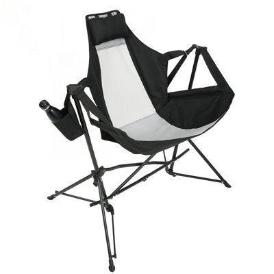 Folding Portable Rocking Chair With Adjustable Back And Pillow, For Outdoor Travel And Relaxation, Lightweight And Durable (2Pcs)