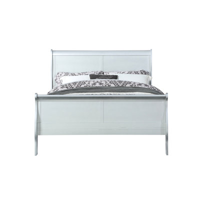 Lit simple avec finition platine - attrait intemporel: matériaux synthétiques nécessitant un sommier tapissier de 47 po x 41 po 85 au look sophistiqué classique 85 po 47