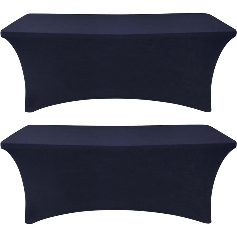 2 Pack Table Cover Fitted Rectangular Tablecloth Stretchable Fabric Lycra Table Cloth 6 Ft Wrinkle-Free For Party Tradeshows Banquet Weddings Cocktail