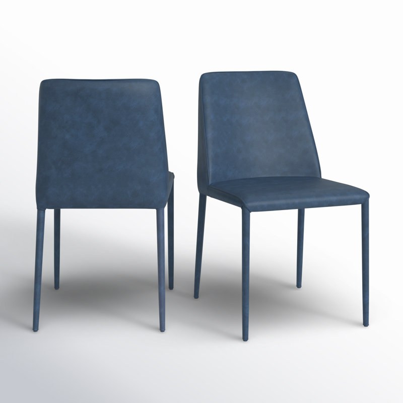 Nora Upholstered Dining Chair, Blue Faux Leather