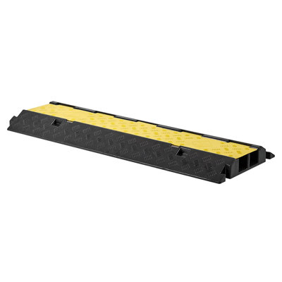 Cable Protector Ramp, 22,000 lbs/axle Capacity, 2 Channel Heavy Duty Rubber Cord Hose Wire Cover, 2.2 x 2 in Channel, Traffic Speed Bump with Flip-Open Top Cover, for Indoor Outdoor, 1 Pack