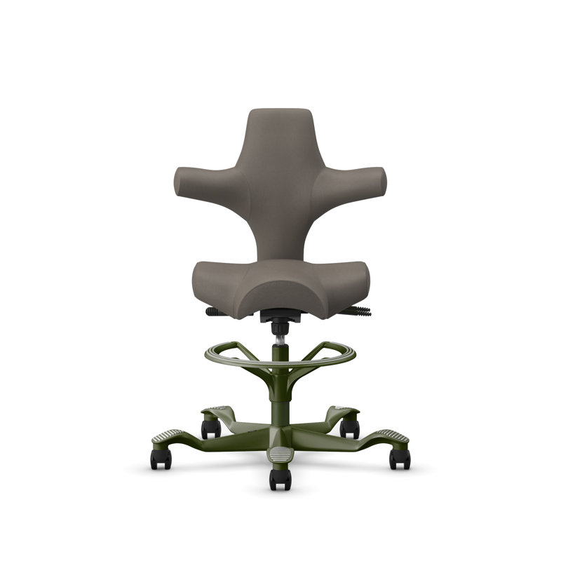  Fauteuil assis-debout avec repose-pieds HœG Capisco, Vert mousse, Bois de frêne gris