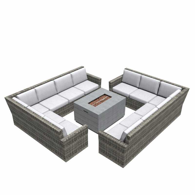 Wicker 12 - Person Patio Conversation Set with Cushions