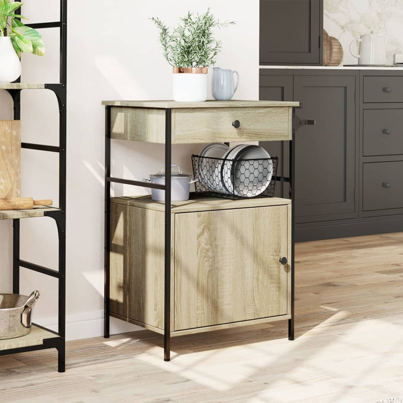 Nevis Metal Bar Cart, Sonoma Oak