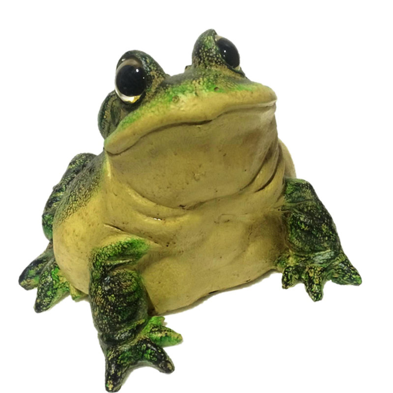 Large Realistic Yellow and Black Resin Bullfrog Garden Statue