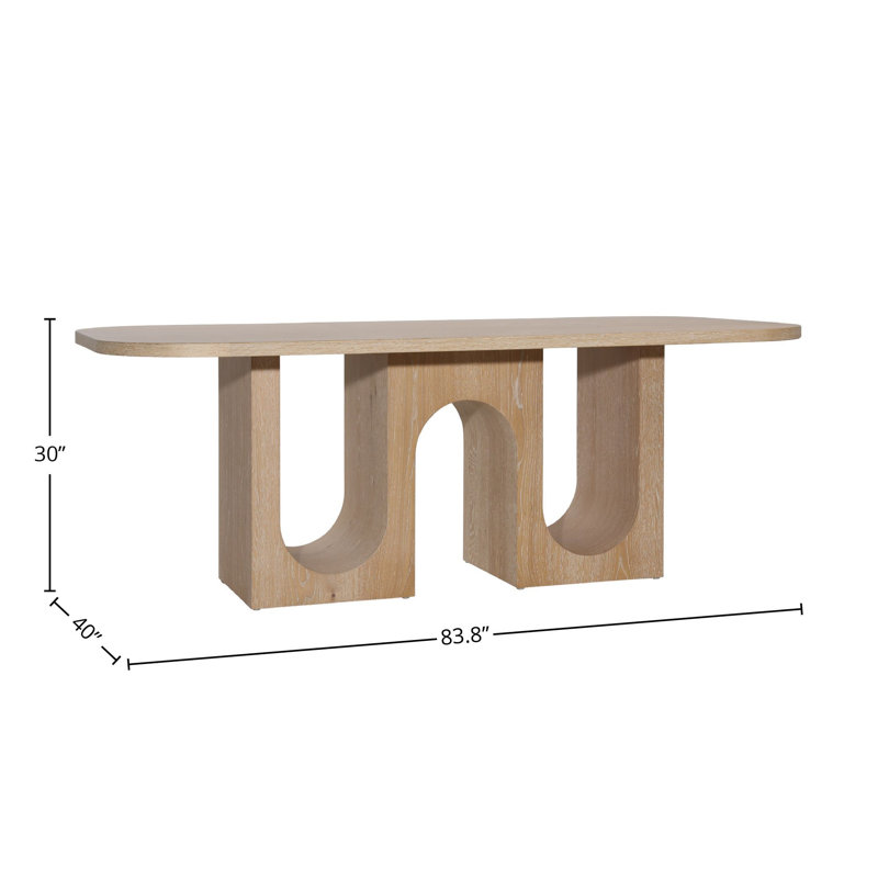 June 83.8" Solid Oak Dining Table