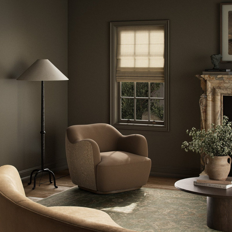 Julius Swivel Chair, Beige Shearling Genuine Fur
