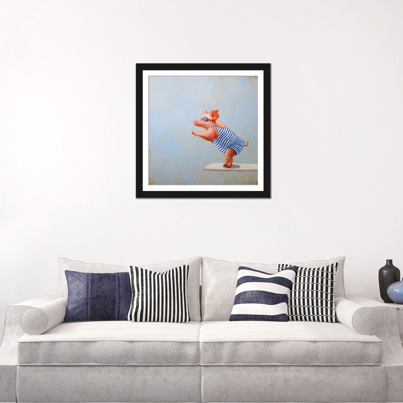 « the plongée », reproduction sur toile, Papier d'art encadré noir, H 3 po x l 24 po x P 24 po, Blanc