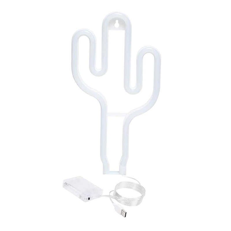 USB Battery Box Green Light Cactus Shape Neon Light