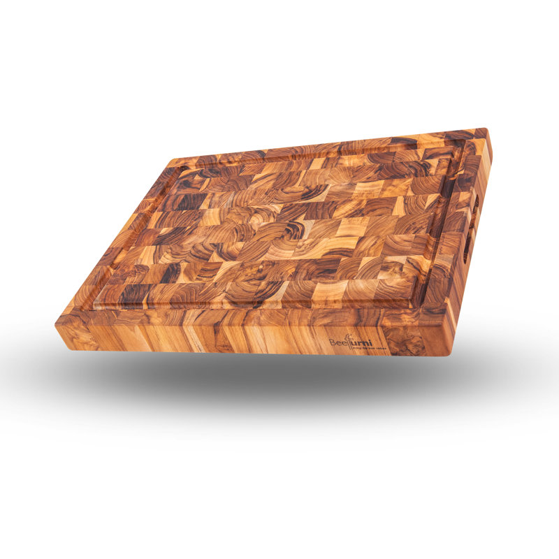 BEEFURNI Teak Wood End Grain Cutting Board, 17" L x 13" W