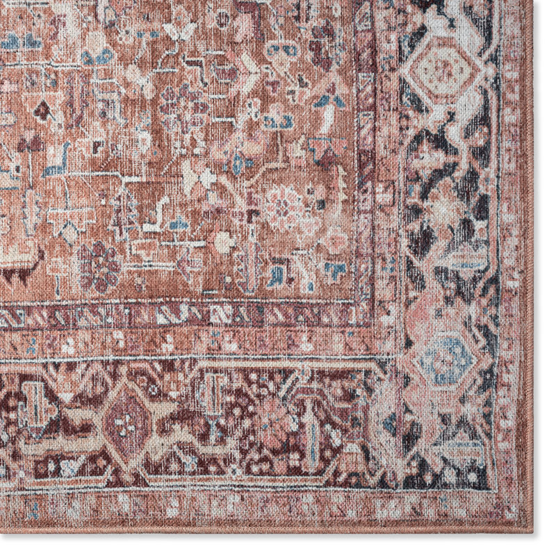 Kuester Oriental Rust Machine Washable Area Rug, Rectangle 6'6" x 9'2"