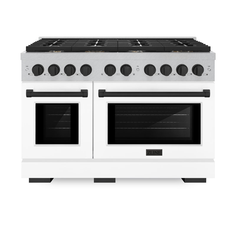 ZLINE Autograph 48" Paramount Dual Fuel DuraSnow® Range w/ White & Black Accents (SDRSZ-WM-48-MB), Matte Black